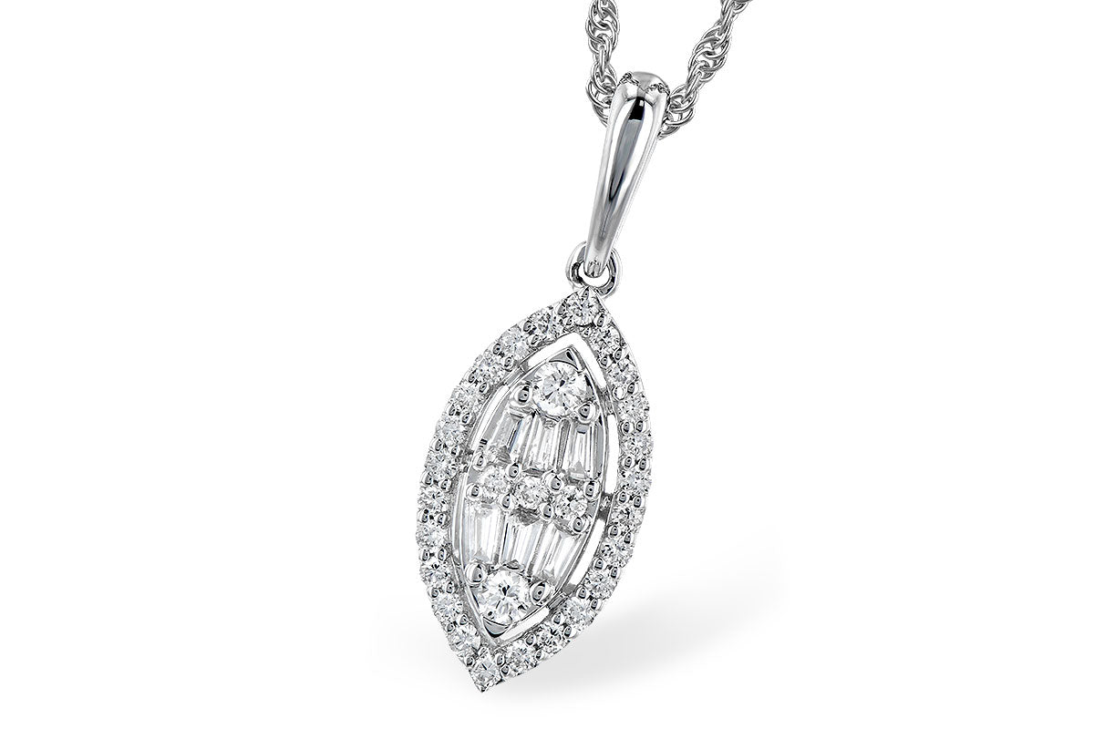 14KT Gold Marquise Shape Baguette Diamond Composite Necklace