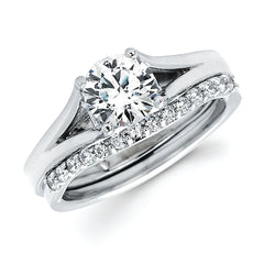 14K White Gold Split Shank Diamond Semi-Mount for Engagement Ring