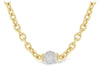 14K Yellow Gold Thick Cable Chain Necklace - Diamond Pave 1.27CTW