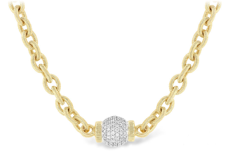 14K Yellow Gold Thick Cable Chain Necklace - Diamond Pave 1.27CTW