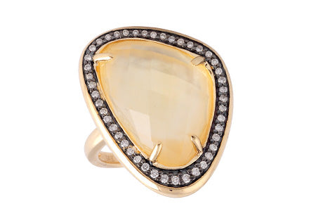 14K Yellow Gold Citrine Cocktail Ring