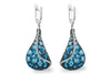 14KT White Gold Stained Glass Blue Topaz Dangle Earrings