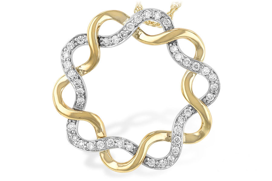 Interlocking Circles Diamond Two Tone 14K Gold Necklace