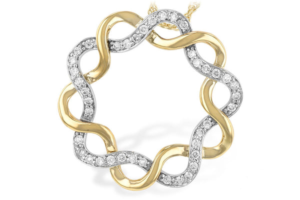 Interlocking Circles Diamond Two Tone 14K Gold Necklace