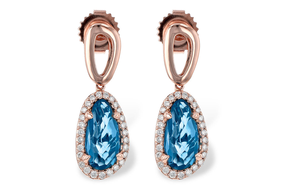 14K Rose Gold & London Blue Topaz Dangle Earrings