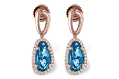 14K Rose Gold & London Blue Topaz Dangle Earrings