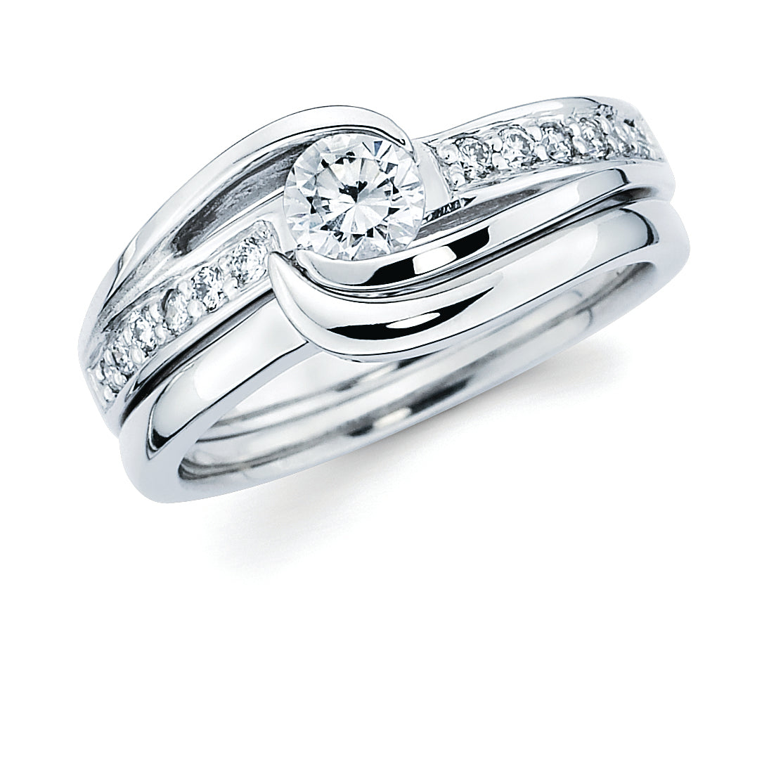 Modern Bridal: .015 Ctw. Diamond Semi Mount available for 3/8 Ct. Round Center Diamond in 14K Gold