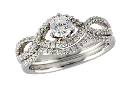 14KT Whit Gold Engagement Semi-Mount Set with Diamonds