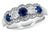 14K White Gold Sapphire & Diamond 5 Stone Diamond Halo Ring