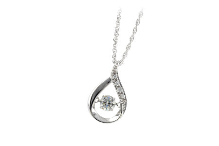 14KT White Gold and Diamond Dancing Necklace