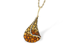14KT Yellow Gold Citrine Pave Freeform Necklace