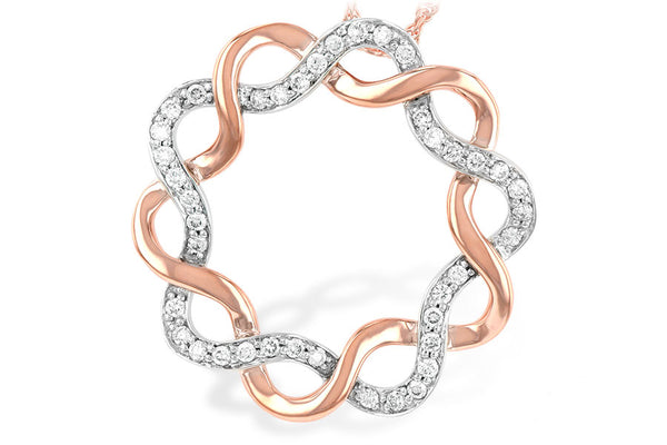 14KT Gold Interlocking Rose and White Gold Necklace with Diamonds