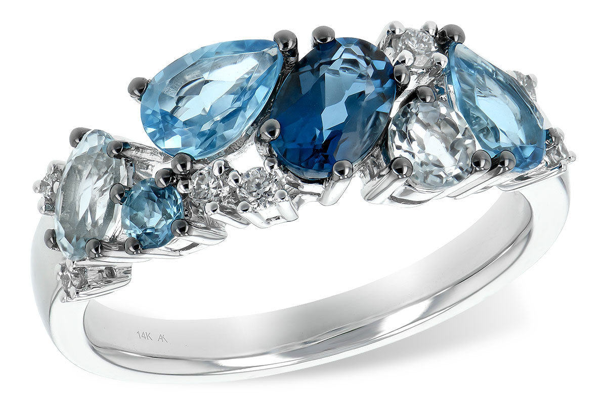 14KT Shades of Topaz Band with Diamonds