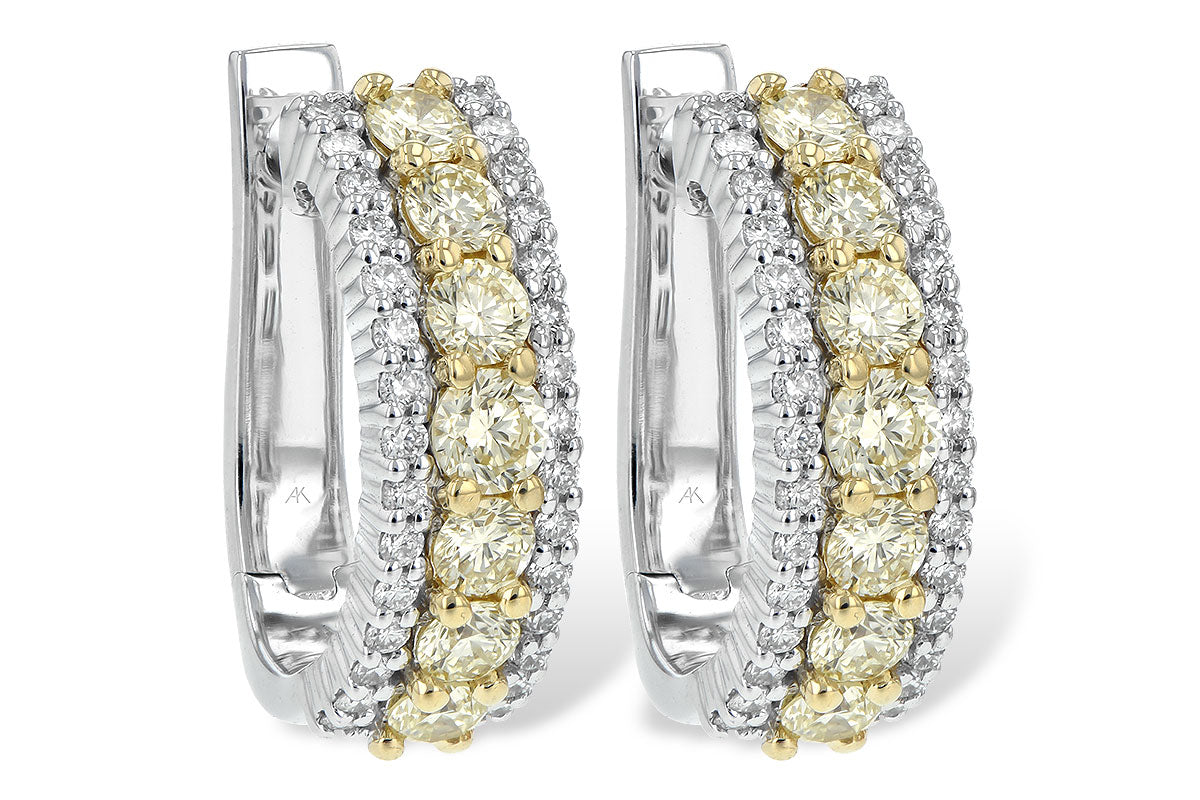 14K Yellow and White Diamond Earrings