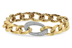 14K Gold Curb Link Bracelet with Diamonds