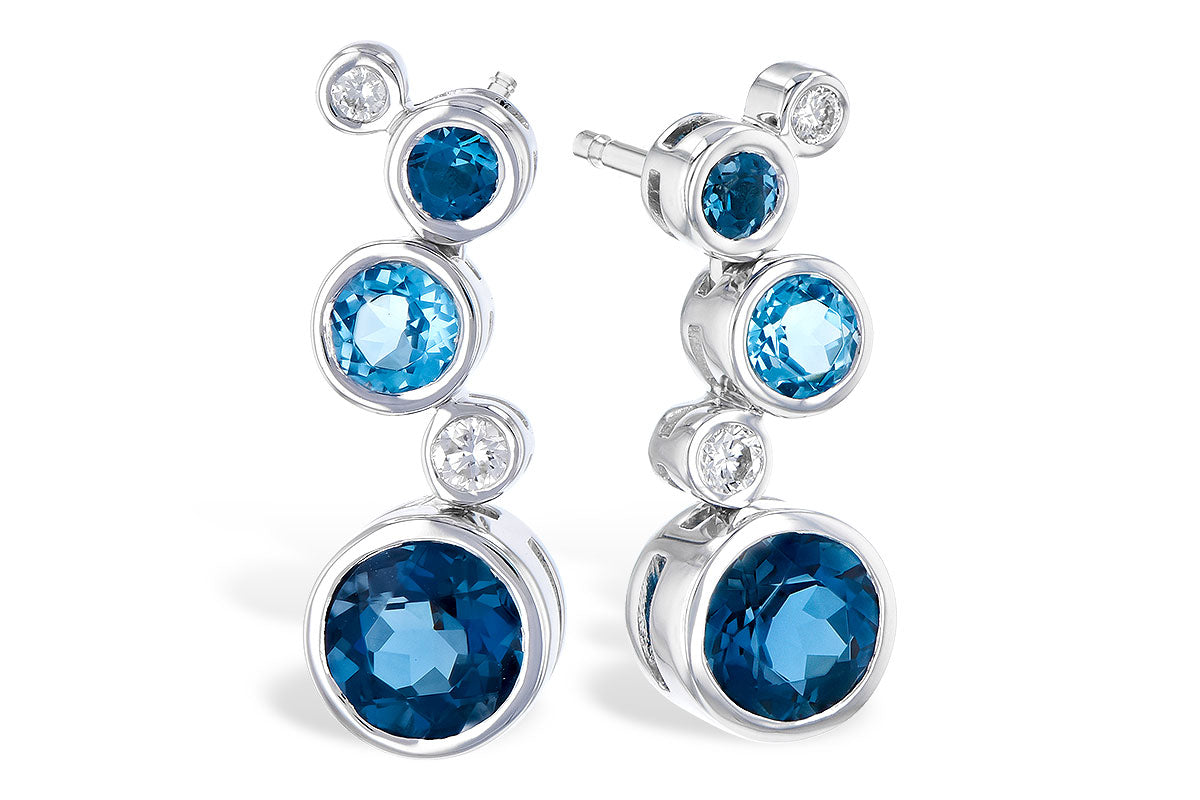 14KT White Gold Topaz Bezel Set Drop Earrings