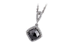 14K White Gold Black Diamond Center Necklace
