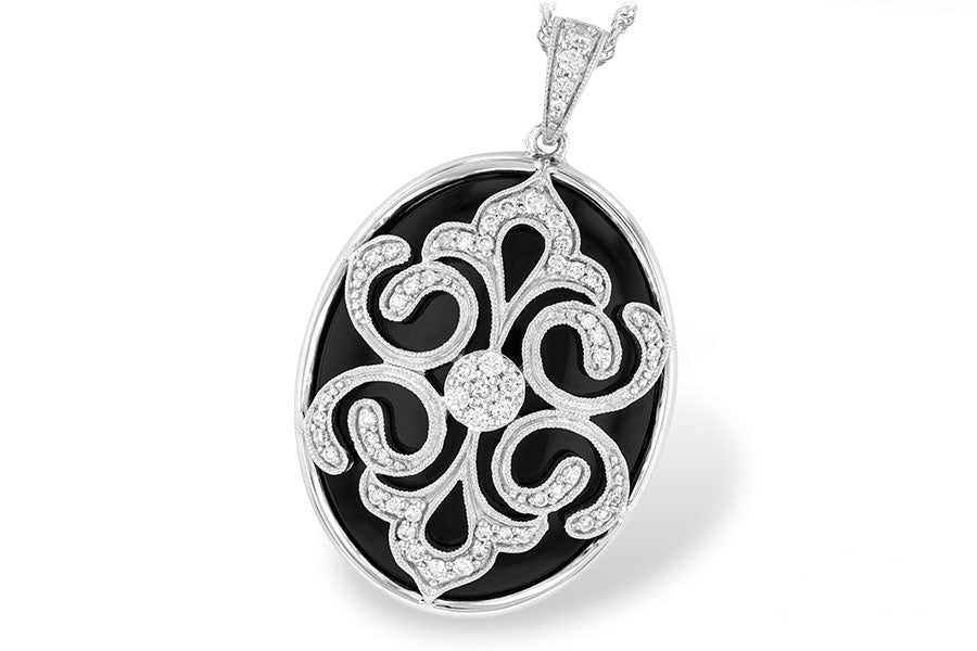 Vintage Inpsired Diamond and Black Onyx Pendant