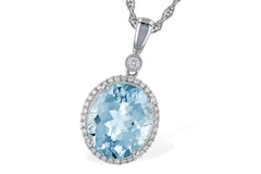 14KT White Gold Aquamarine 4CT Necklace