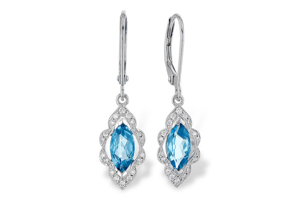 14K Gold Marquise Blue Topaz Dangle Earrings