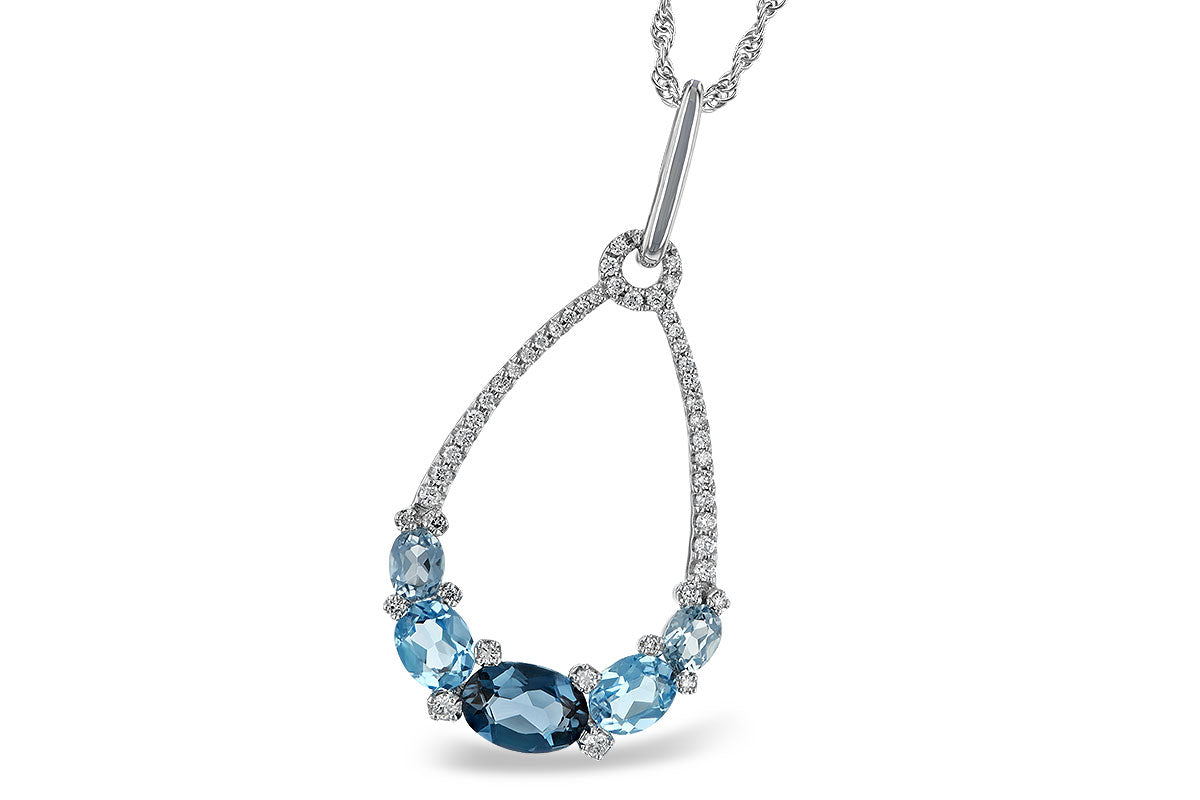 14KT Gold Blue Topaz Teardrop Necklace