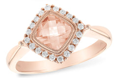 14KT Rose Gold Morganite & Diamond Ring