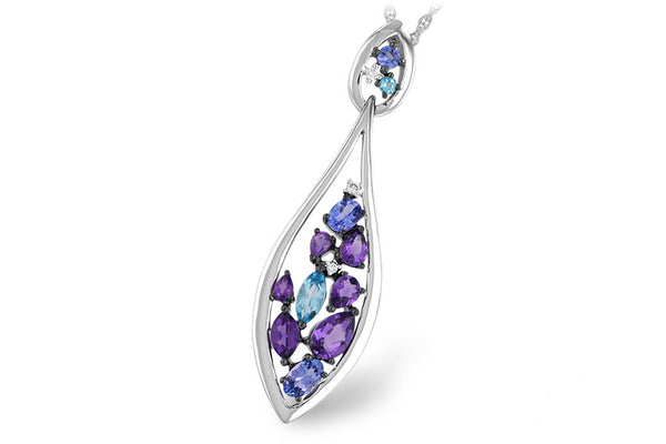 Teardrop Multi-Gemstone Pendant with Chain