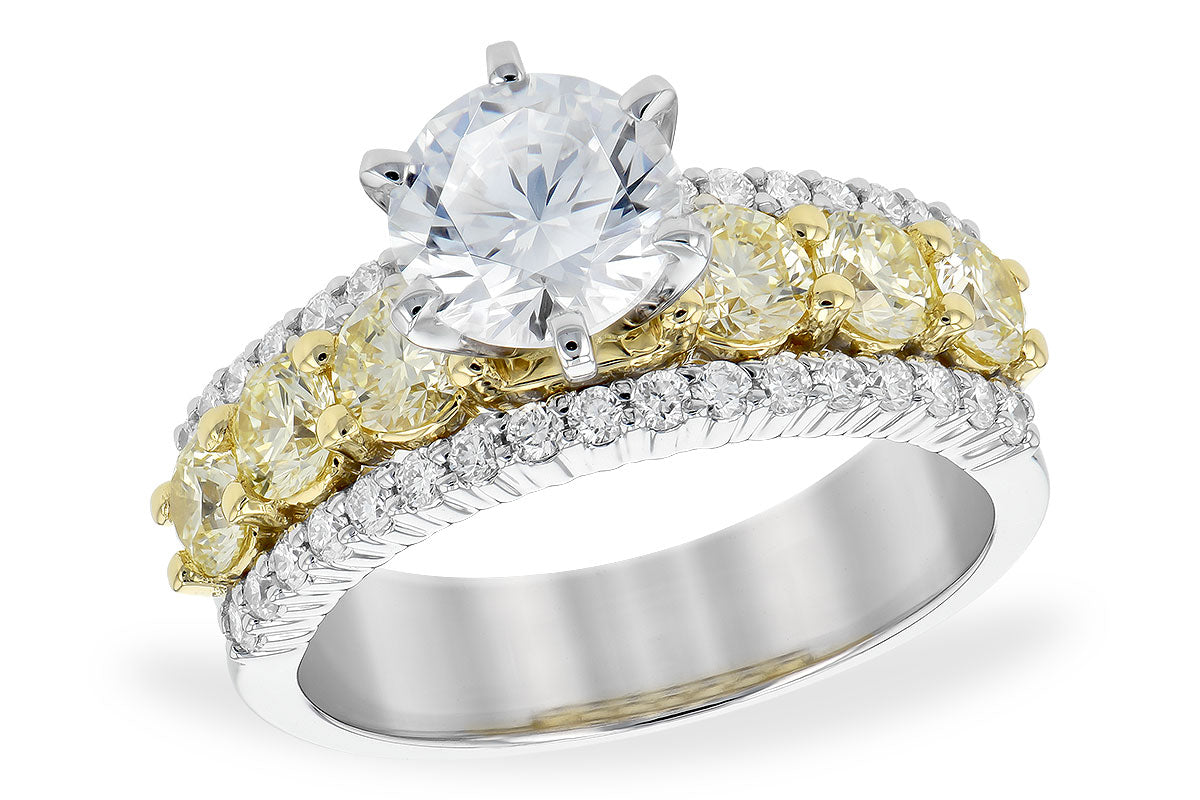 14K Two Tone Yellow and White Diamond Engagement Ring Semi-Mount