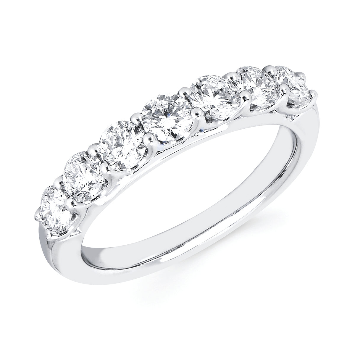 Eco-Brilliance&reg; 1.00 Ctw. Prong Set 7 Stone Lab-Created Diamond Anniversary Band In 14K Gold