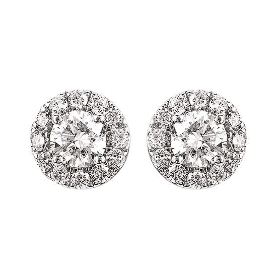 14K Round Brilliant Lab-Gown Diamond Halo Stud Earrings