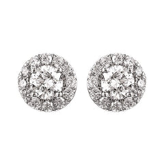 14K Round Brilliant Lab-Gown Diamond Halo Stud Earrings