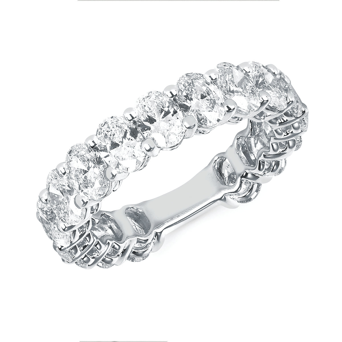 Eco-Brilliance&reg;4.25 Ctw. Prong Set 17 Oval Cut Stone Lab-Created Diamond Anniversary Band In 14K Gold
