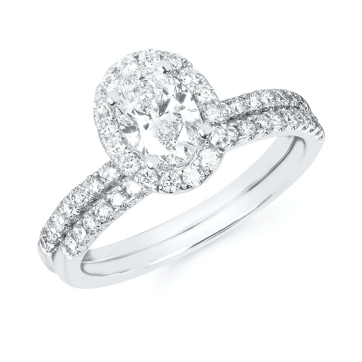 Eco-Brilliance&reg; Lab-Created 1 Ctw. Diamond Engagement Ring  with a 3/4 Ct. Oval Center in 14K Gold