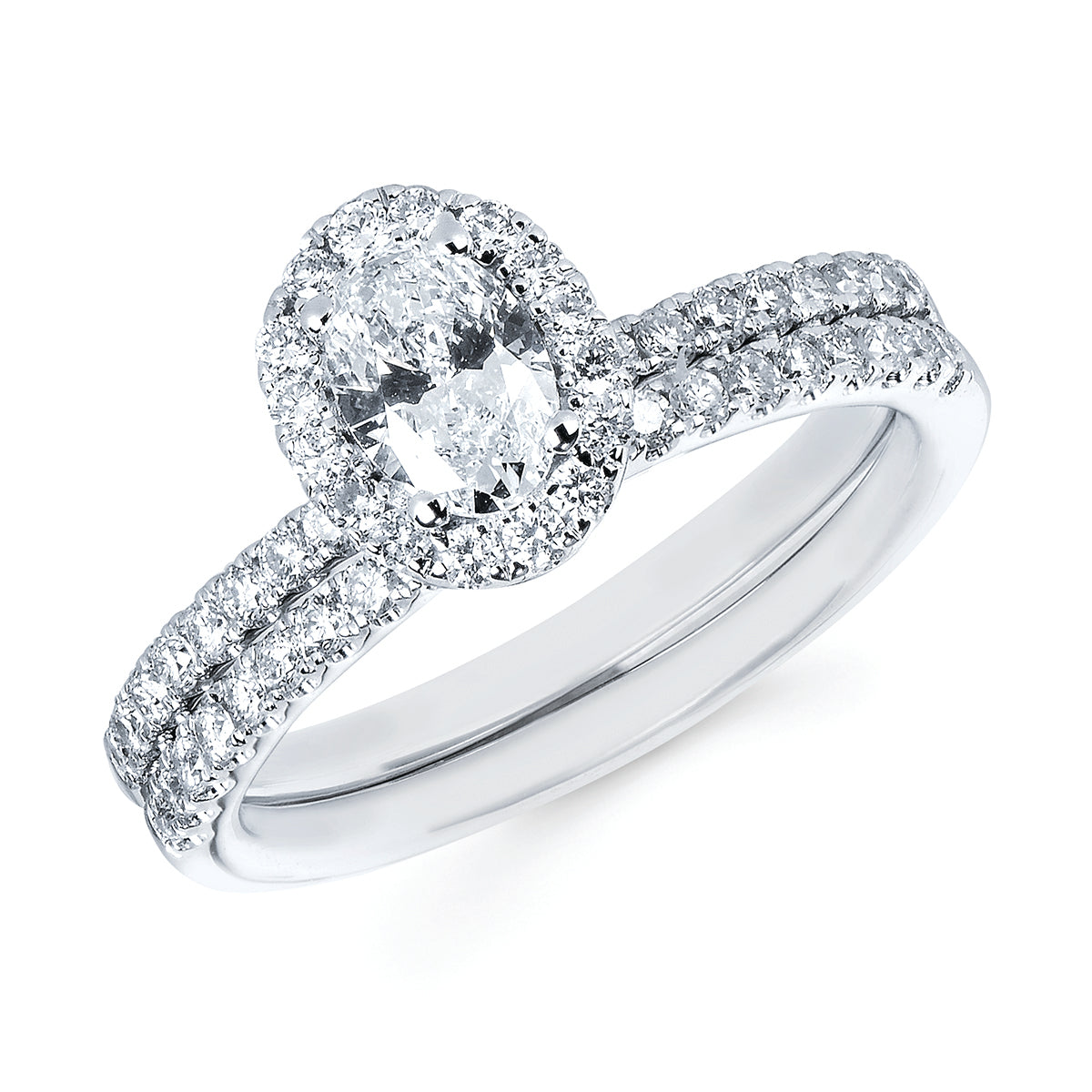 Eco-Brilliance&reg; Lab-Created 0.84 Ctw. Diamond Engagement Ring  with a 1/2 Ct. Oval Center in 14K Gold