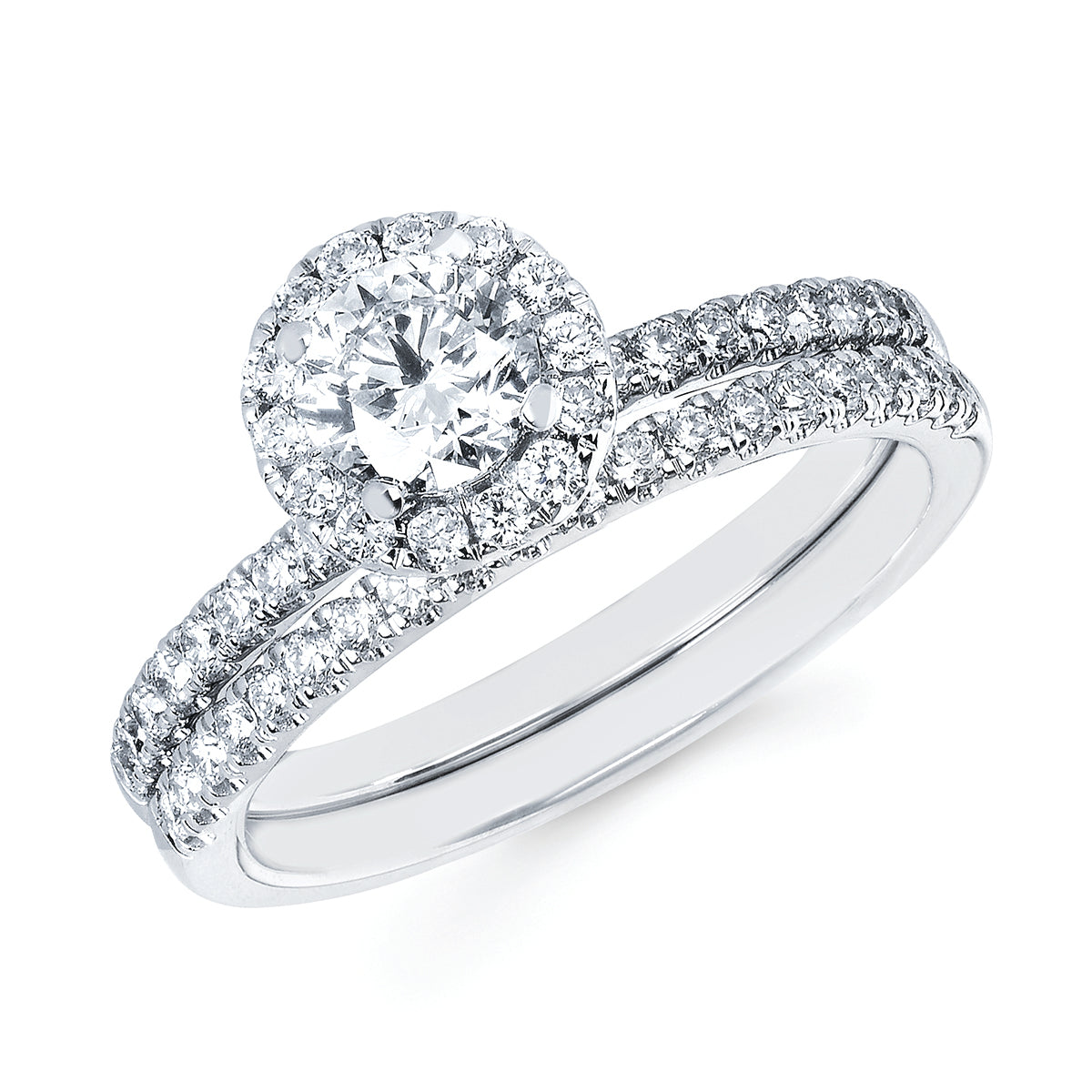 Eco-Brilliance&reg; Lab-Created 0.84 Ctw. Diamond Engagement Ring  with a 1/2 Ct. Round Center in 14K Gold