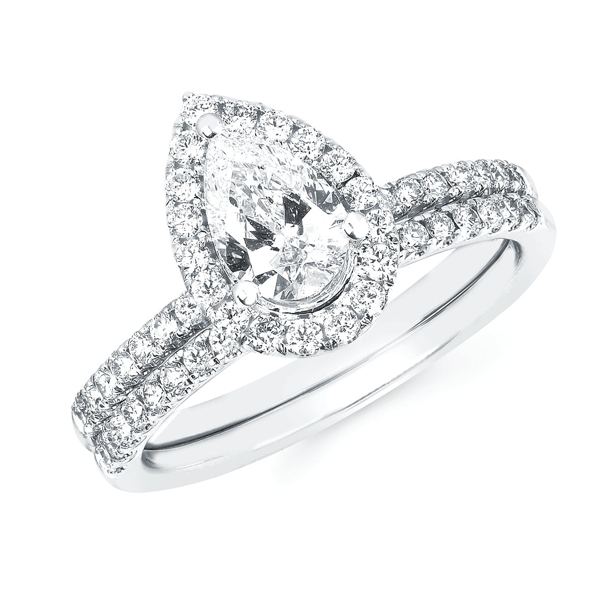 Eco-Brilliance&reg; Lab-Created 1 Ctw. Diamond Engagement Ring  with a 3/4 Ct. Pear Center in 14K Gold