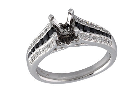 14KT Gold Semi-Mount Black & White Diamond Engagement Ring
