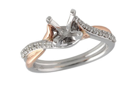 14KT Rose & White Gold Twist Shank Engagement Ring (Semi-Mount)