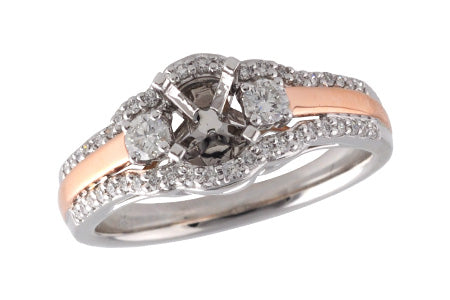 14KT Two Tone Gold Semi-Mount Engagement Ring with Diamonds