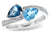 14K White Gold Pear Shape Blue Topaz Bypass Ring
