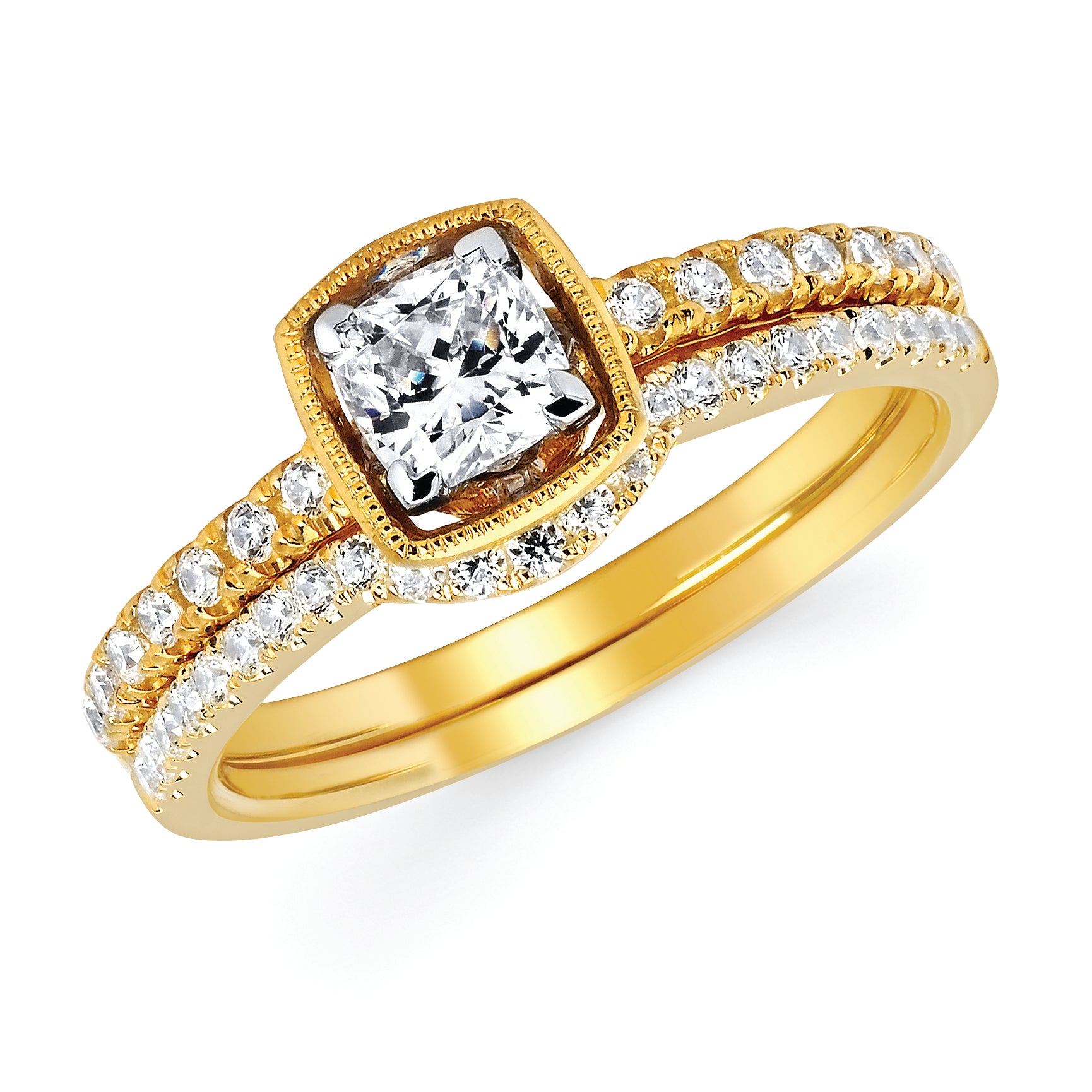 Forever Elegant&trade; 1/8 Ctw. Diamond Semi Mount shown with 1/2 Ct. Round Center Diamond in 14K Gold