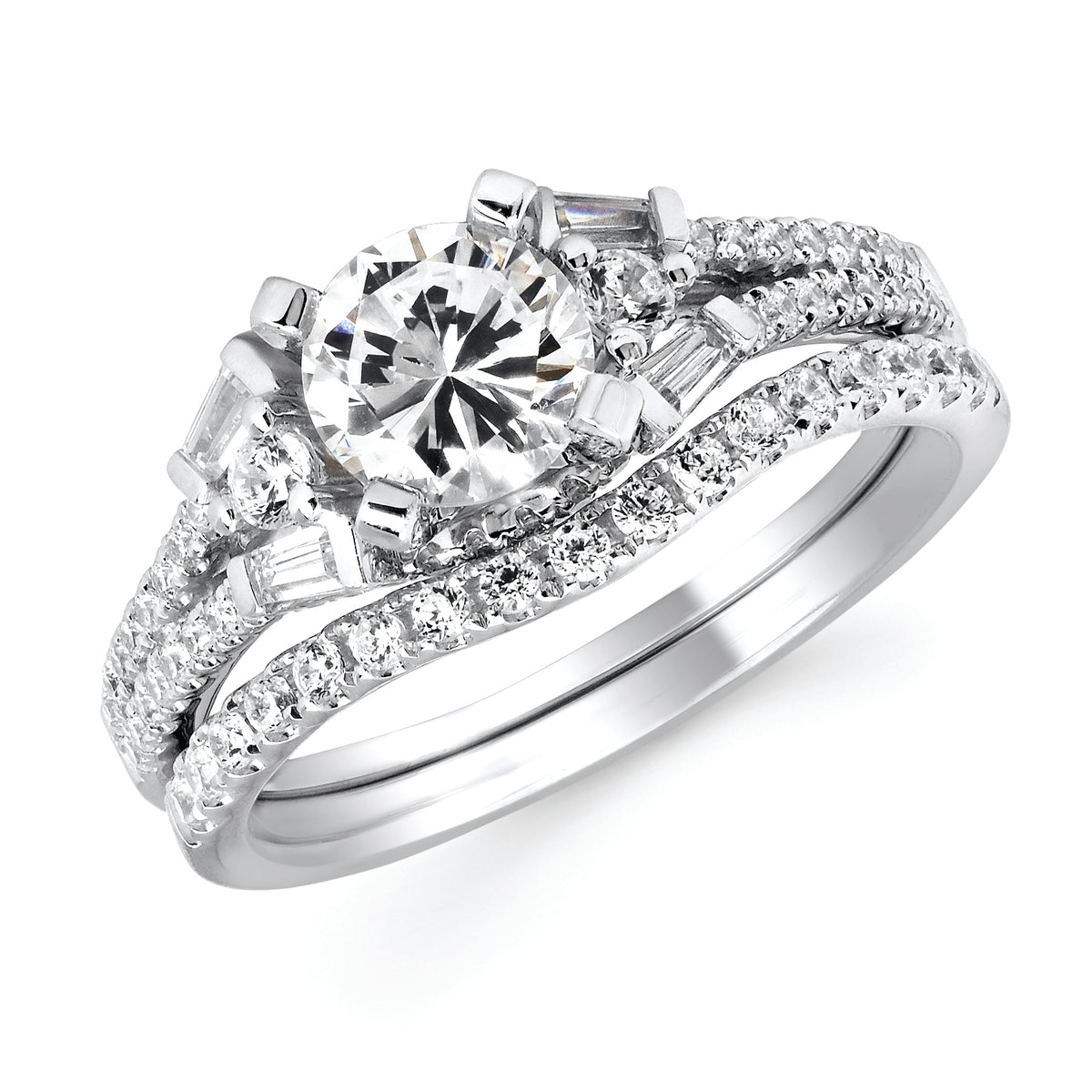 Forever Elegant&trade; 3/8 Ctw. Diamond Semi Mount shown with 1 Ct. Round Center Diamond in 14K Gold