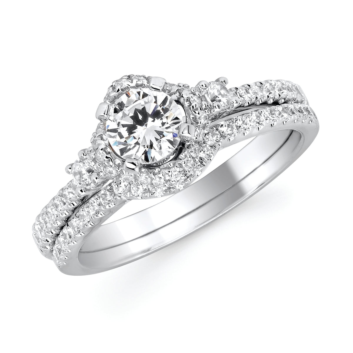 Forever Elegant&trade; 1/3 Ctw. Diamond Semi Mount shown with 1/2 Ct. Round Center Diamond in 14K Gold