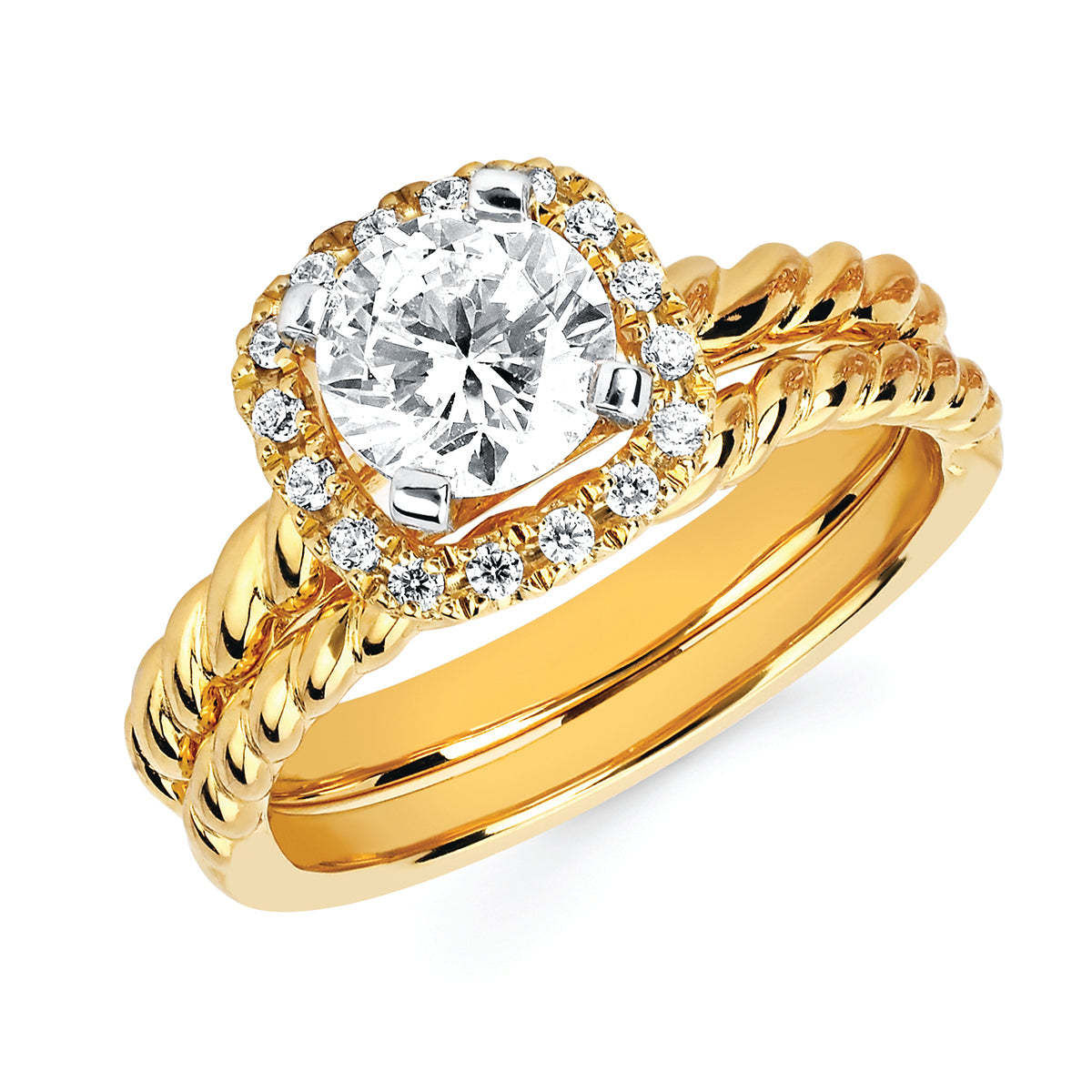 Forever Elegant&trade; 1/8 Ctw. Diamond Semi Mount shown with 1 Ct. Round Center Diamond in 14K Gold