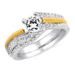 Forever Elegant&trade; 1/5 Ctw. Diamond Semi Mount shown with 3/4 Ct. Round Center Diamond in 14K Gold