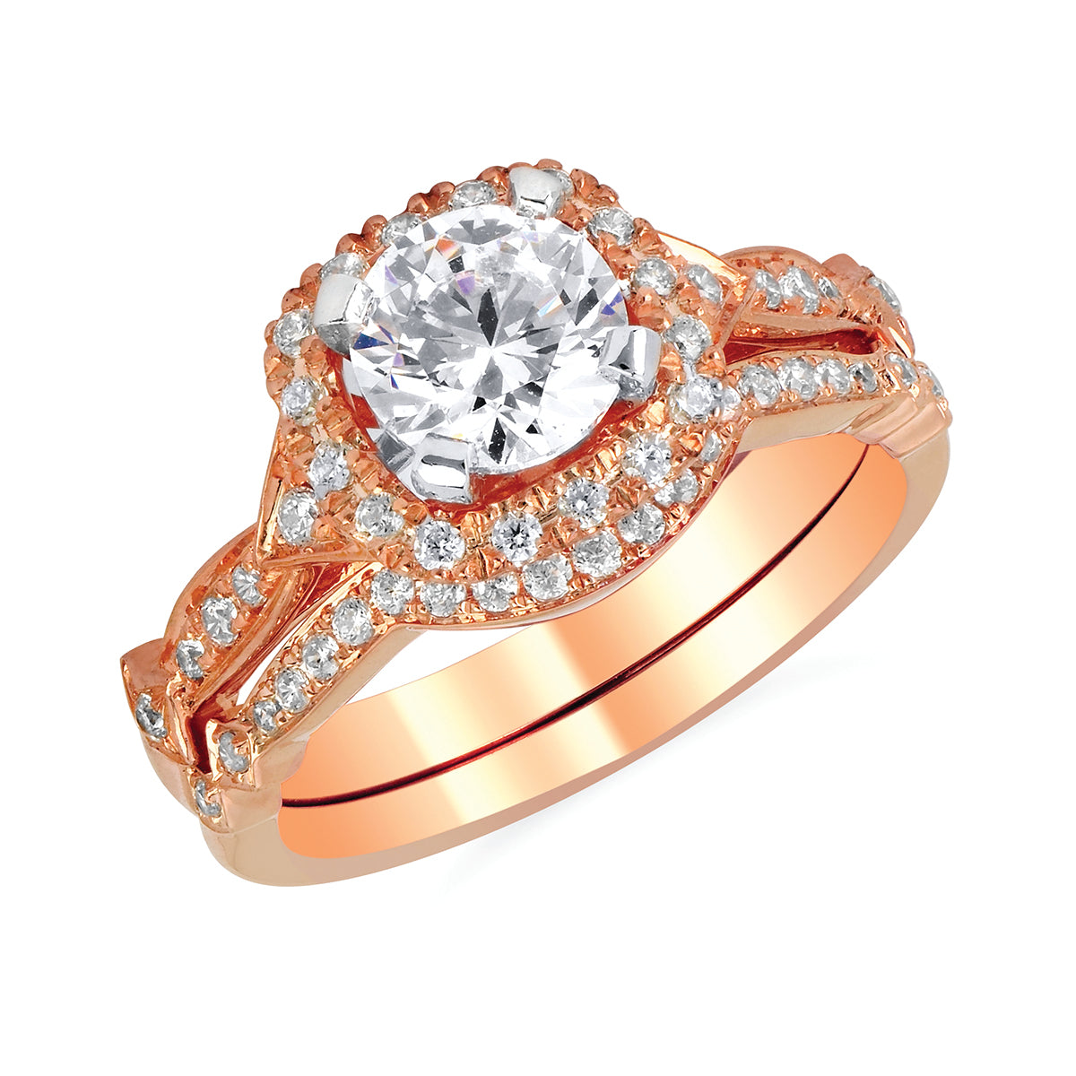 Forever Elegant&trade; 1/4 Ctw. Diamond Semi Mount shown with 1 Ct. Round Center Diamond in 14K Gold