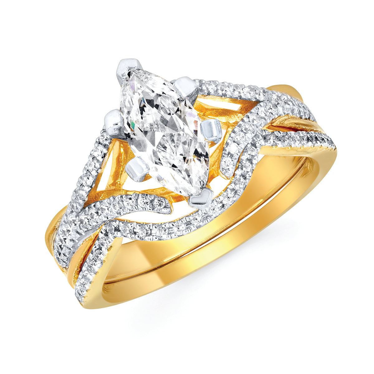 Forever Elegant&trade; 1/5 Ctw. Diamond Semi Mount shown with 1 Ct. Marquise Center Diamond in 14K Gold