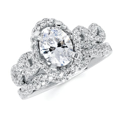 Forever Elegant&trade; 3/8 Ctw. Diamond Semi Mount shown with 1 Ct. Oval Center Diamond in 14K Gold
