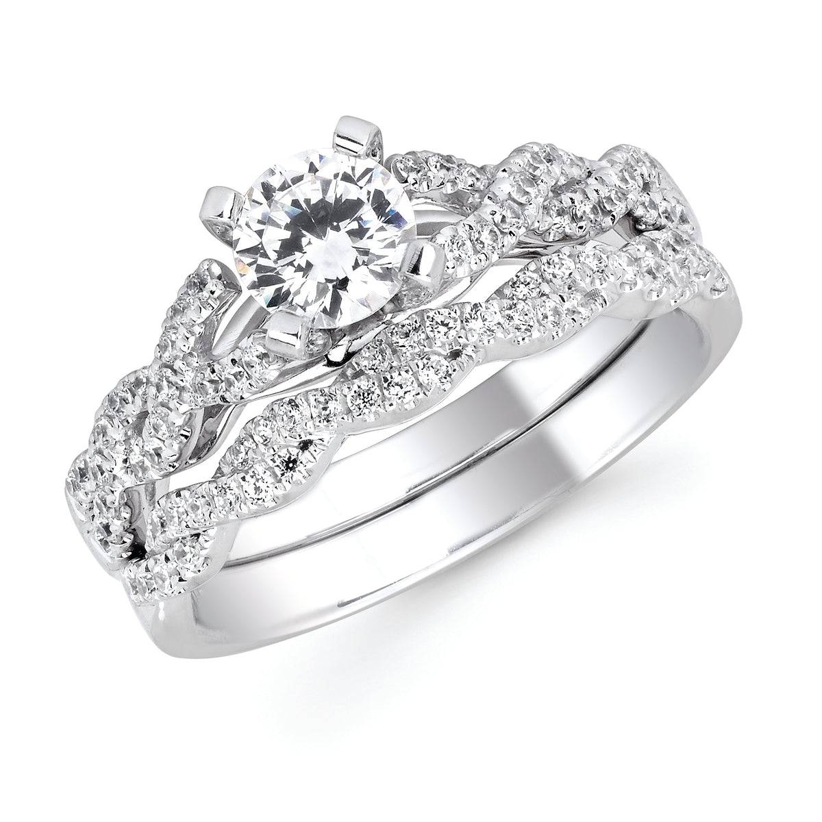 Forever Elegant&trade; 1/5 Ctw. Diamond Semi Mount shown with 3/4 Ct. Round Center Diamond in 14K Gold