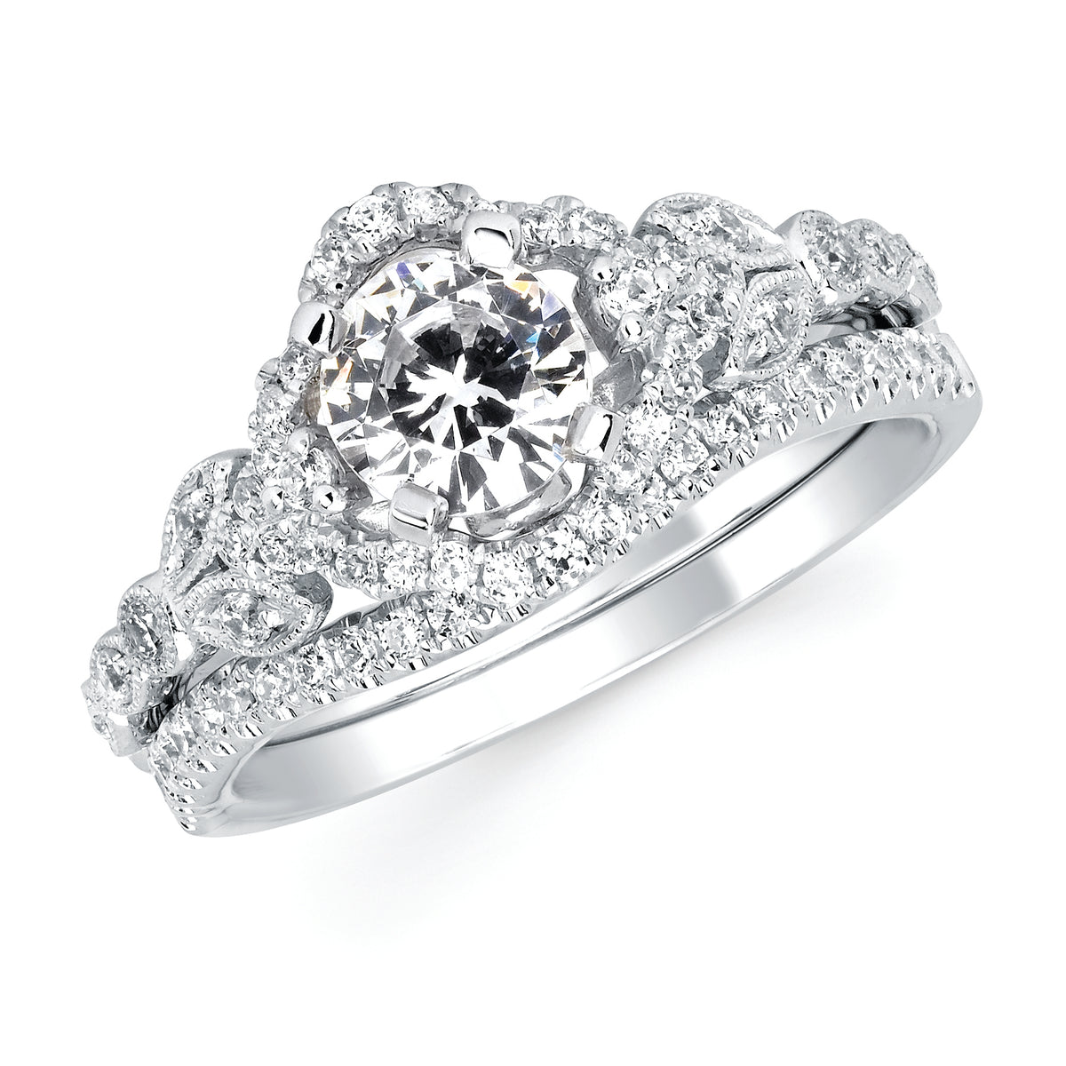 Forever Elegant&trade; 1/3 Ctw. Diamond Semi Mount shown with 3/4 Ct. Round Center Diamond in 14K Gold